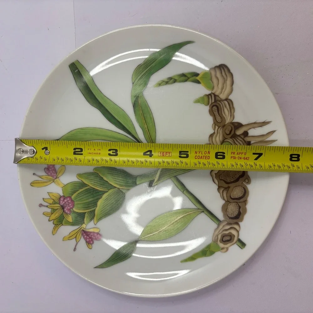 Vtg Horchow Japan Botanical Salad Plates Set of 4 Ginger & Sesame Plants 7.75